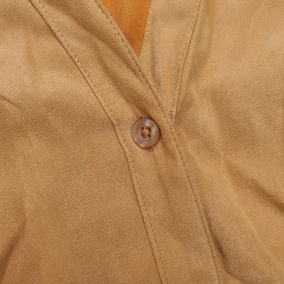 Vintage 90s White Stag Faux Suede button up blouse Carmel corn 1x - Picture 2 of 9